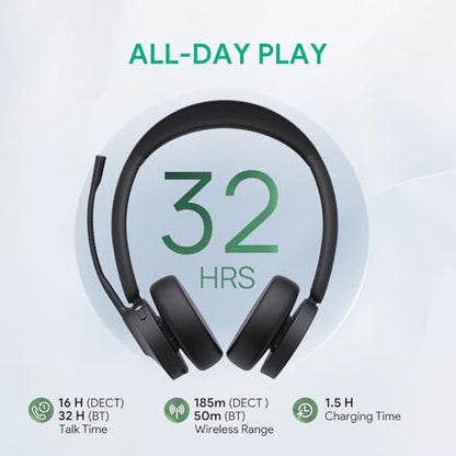 WH64 Dual DECT Bluetooth Wireless Headset for Phone PC Mobile Teams