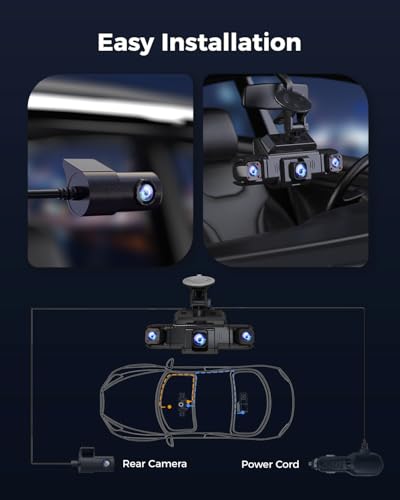 360 View 4 Channel Dash Cam Front and Rear Left Right Inside Camera for Cars