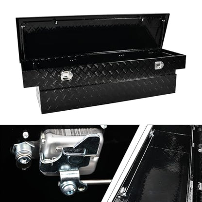 69 Inch Heavy Duty Aluminum Tool Box Wide Utility Trailer Stripes Plated
