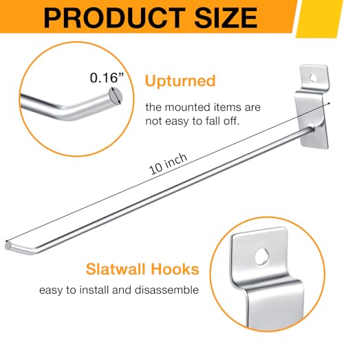 100 Pack Slatwall Hooks Silver Heavy Duty Slat Wall Hooks Metal Slatwall Accessories for Hanging Garage Retail Home Shop Display