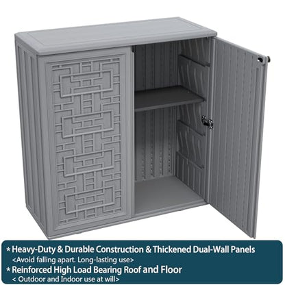 Indoor Outdoor Storage Cabinet with Doors and Shelf