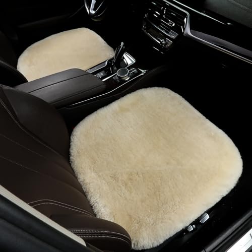 2 Pack Fuzzy Sheepskin Car Seat Covers for Soft Fur Wool Cushions (2 Count)