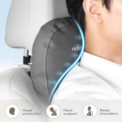 Leather Car Headrest Pillow Car Neck Pillow with Adjustable Strap