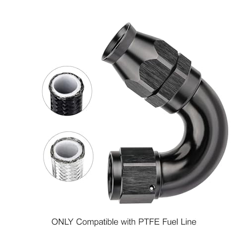 10AN 150 Degree PTFE One Piece Full Flow End Hose Fitting Aluminum Black
