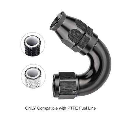 10AN 150 Degree PTFE One Piece Full Flow End Hose Fitting Aluminum Black