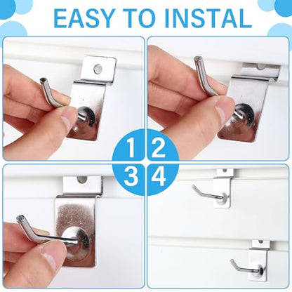 100 Pack Slatwall Hooks Silver Heavy Duty Slat Wall Hooks Metal Slatwall Accessories for Hanging Garage Retail Home Shop Display (100 Count)