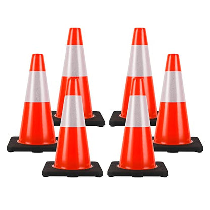 Traffic Cones 18 inch 6 Pack Heavy Duty Safety Cones Orange