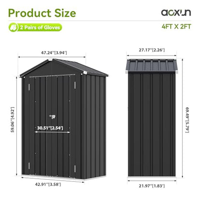 Vertical Outdoor Storage Cabinet 3.5’x2’ with Floor & Shelves Black