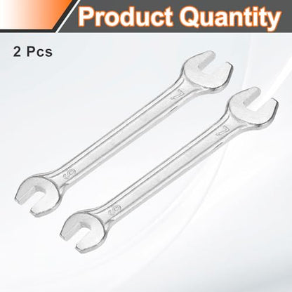 2pcs Double Open End Wrench 6mm x 7mm Metric 15 Degree Offset Angle Small Flat Head Wrench Galvanizing Open Ended Spanner for Automotive Repair Furniture Assembly (2 Count)