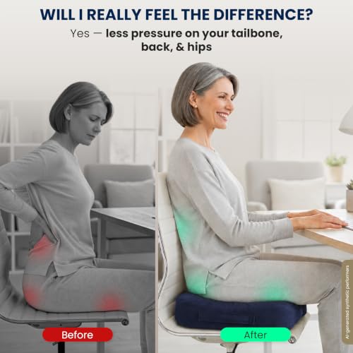 Seat Cushion Memory Foam Chair Cushion for Tailbone Pain Relief