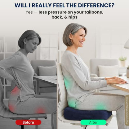 Seat Cushion Memory Foam Chair Cushion for Tailbone Pain Relief