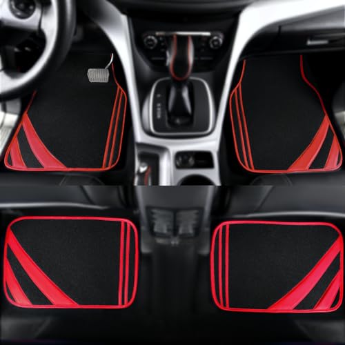 Red Edge Leather Car Floor Mats