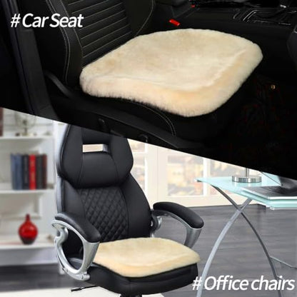 Genuine Sheepskin Car Seat Cushion Seat Covers for Cars Trucks SUV Comfort Seat Protector Pad for Car Driver Seat Car Accessories for Women Office Chair Car Decor (2 Count)