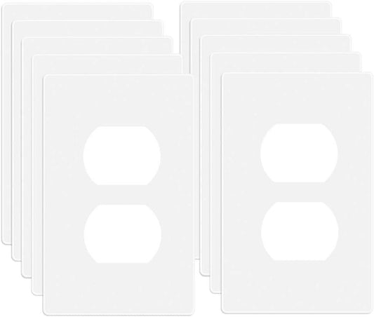1 Gang Screwless Duplex Wall Plate Cover Single Switch Outlet Electrical Faceplate for Light Switch (10 Count)