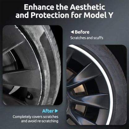 Wheel Rim Protector for Tesla Model Y 20 Inch Induction Wheels All (4 Count)