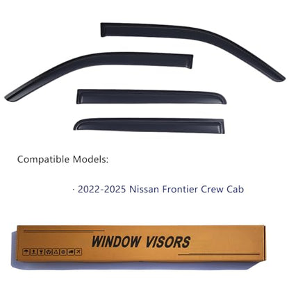 Window Visors Rain Guards Fits Nissan Frontier Crew Cab 2022 (4 Count)