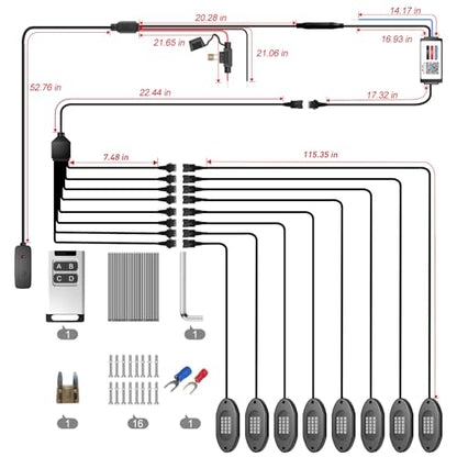 LED RGB Rock Lights for Trucks 8 Pods with APP and Remote Control (8 Count)