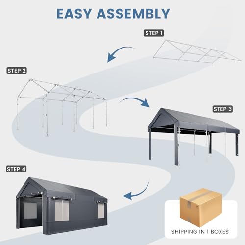 Carport 10' x 20' Heavy Duty Carport with Roll