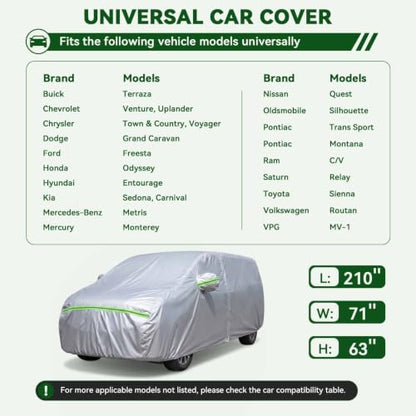 6 Layers Premium MPV Car Cover Waterproof All Weather Weatherproof UV Sun Protection Snow Dust Storm Resistant Outdoor Exterior Custom Form