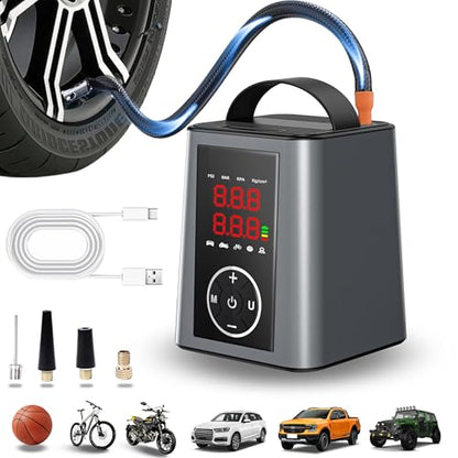 Tire Inflator Smart Fast Auto Tire Inflation 150 PSI 20000mAh Cordless Air Pump with Emergency Light for Outdoor SUV Car Motorcycle Bike Ball