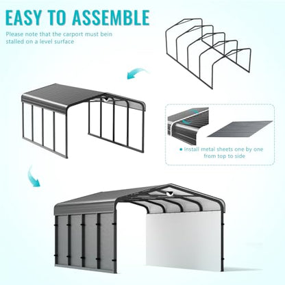 12x20Ft Metal Carport Canopy Heavy Duty