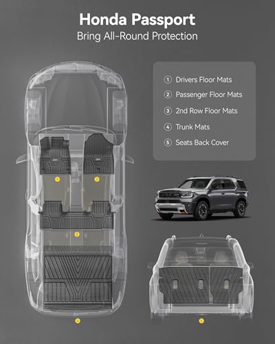 Floor Mats & Cargo Liner & seatback mats Fit for Honda Passport 2026