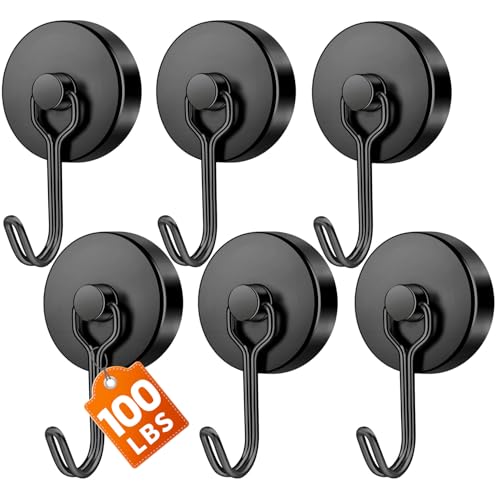 6 Pack Black Magnetic Hook (6 Count)