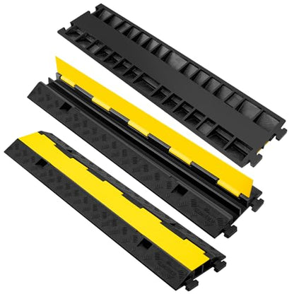 3 Pack 2 Channel Cable Protector Ramp Traffic Wire and Hose Ramp Cord Cover Heavy Duty Channels 18 (3 Count)
