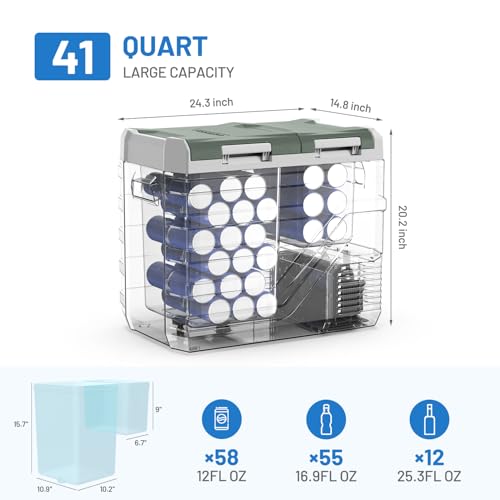 12 Volt Car Refrigerator Portable Refrigerator for Car 12V Refrigerator Dual Zone 41 Quarts Portable Fridge for Car