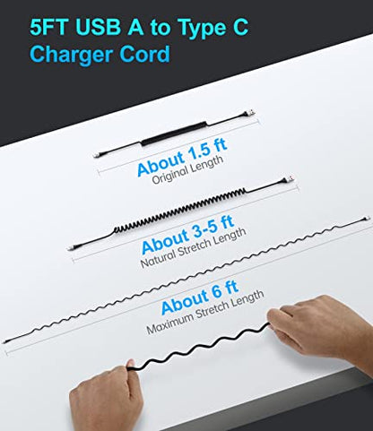 USB Type C Cable Fast Charging 2Pack 5ft Coiled USB A to USB C Charge Cable (2 count)
