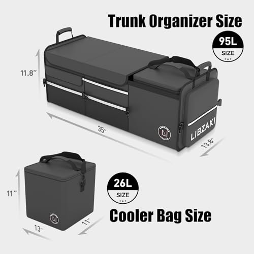 LIBZAKI Oversize 4 in 1 Car Trunk Storage Organizer