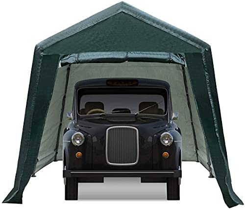 8 Ft x 14 Ft Outdoor Carport Patio Storage Shelter Metal Frame and Waterproof Ripstop Cover for Motorcycle and ATV Car
