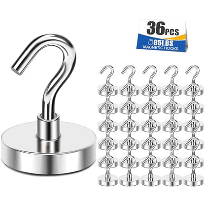 Magnetic Hooks 85lbs Strong Magnets Hook Heavy Duty (36 Count)