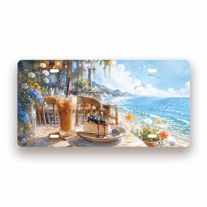 SEA SIDE CAFE SPACE Metal Tin Sign License Plate Bar Cafe Garage Cave Home Room Wall Bathroom Farmhouse Garden Porch Patio Decor
