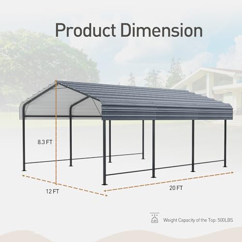 12'x20' Carport with Galvanized Steel Roof