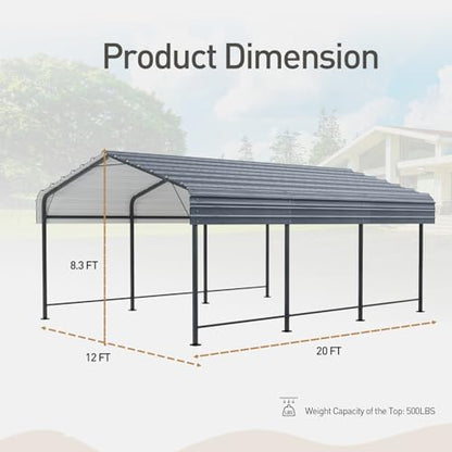 12'x20' Carport with Galvanized Steel Roof
