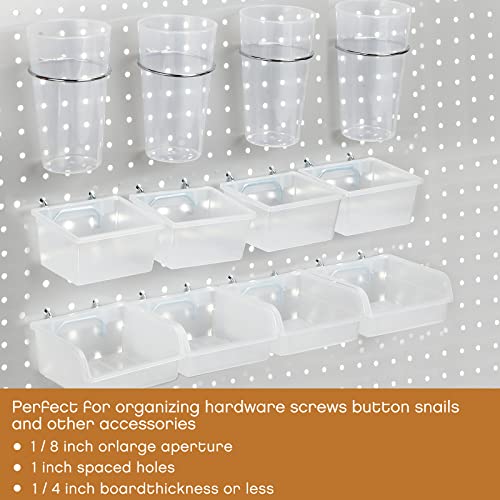 20 Pcs Pegboard Bins and Cups with Hooks and Loops Peg Assortment Organizer Accessories Various Tool Organizer Pegboard Baskets Set for Garage Workshop Workbench Office