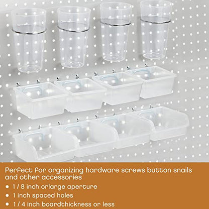 20 Pcs Pegboard Bins and Cups with Hooks and Loops Peg Assortment Organizer Accessories Various Tool Organizer Pegboard Baskets Set for Garage Workshop Workbench Office