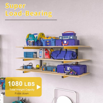 6 PACK Lumber Storage Rack Wall Mount Wood Organizer Storage Racks Heavy Duty Shelf Brackets with 9 (6 Count)