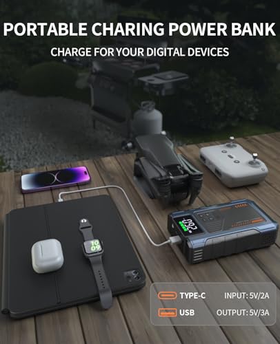 Car Battery Charger Jump Starter with Air Compressor