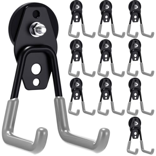 10 Pcs Large Magnetic Hooks Heavy Duty Garage Magnet Hooks Strong Storage Utility Magnetic Hangers with Anti Slip Rubber Coating for Indoor and Outdoor Hanging (10 Count)