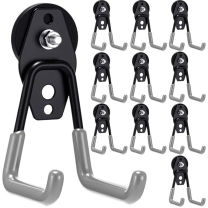 10 Pcs Large Magnetic Hooks Heavy Duty Garage Magnet Hooks Strong Storage Utility Magnetic Hangers with Anti Slip Rubber Coating for Indoor and Outdoor Hanging (10 Count)