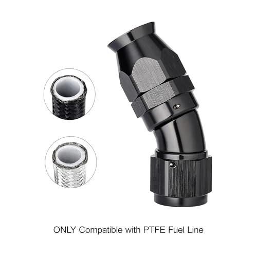 6AN 30 Degree PTFE One Piece Full Flow End Hose Fitting Aluminum Black