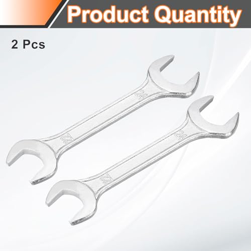2pcs Double Open End Wrench 22mm x 24mm Metric 15 Degree Offset Angle Small Flat Head Wrench Galvanizing Open Ended Spanner for Automotive Repair Furniture Assembly (2 Count)
