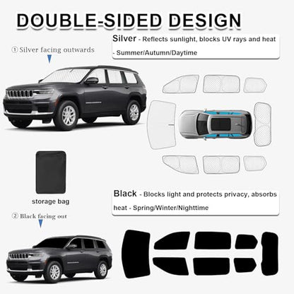 8pcs Thicken Sun Shades for Jeep Grand Cherokee L (8 Count)