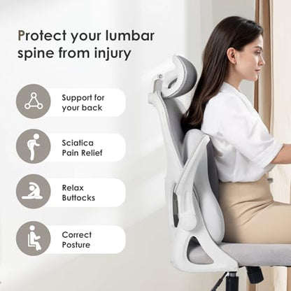 Car Seat Cushion and Back Support for Car Ultrathick Memory Foam Office Chair Cushions with Lumbar Support Pillow for Sciatica & Back & Tailbone Pain Relief