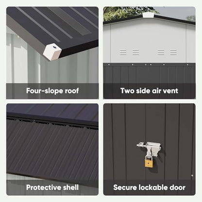 10x12 FT Barn Style Metal Storage Shed