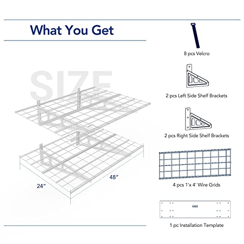 2 Pack 2x4ft Garage Shelving Wall Mounted Storage Rack (2 Count)