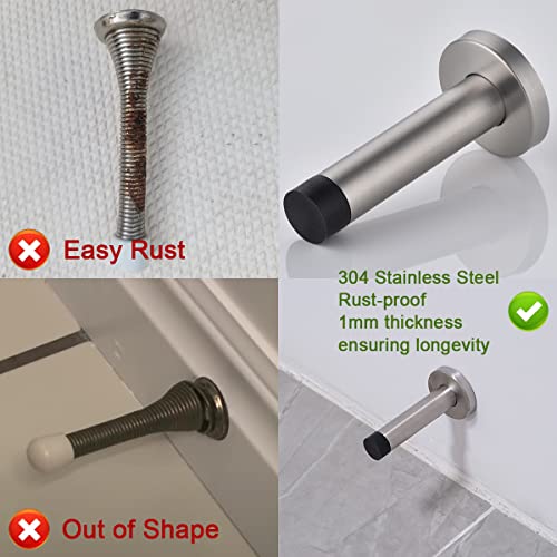 Door Stopper 304 Stainless Steel Thicken 1mm Sound Dampening Door Stop Bumper Wall Protetor 8 Pack (8 Count)