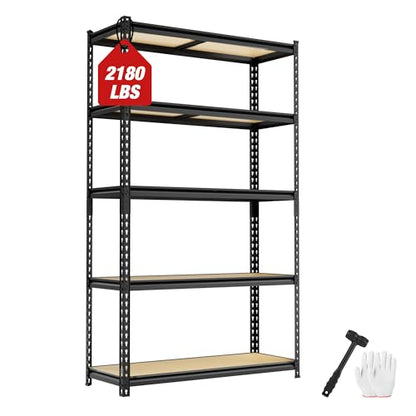 5 Tier Black Shelving with Board